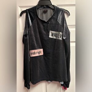 NWT Material Girl Cold Shoulder Velour Top Size Large